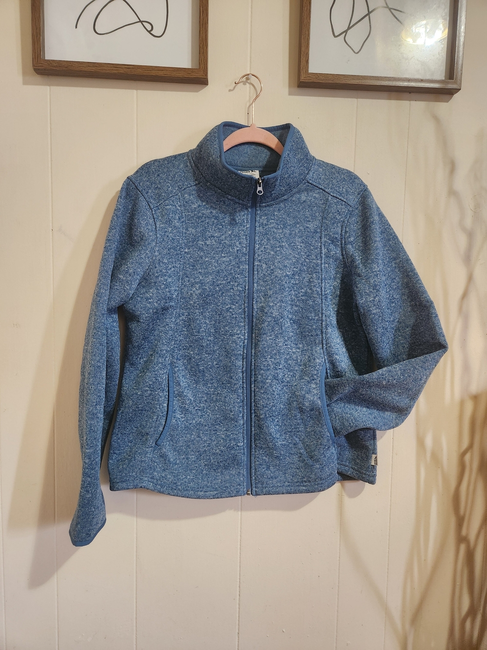 Eddie Bauer Heathered Slate Blue Full-Zip Jacket